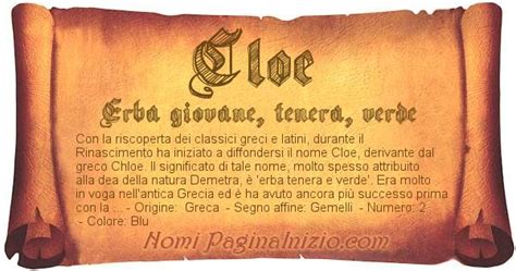 Cloe: significato del nome e origini .